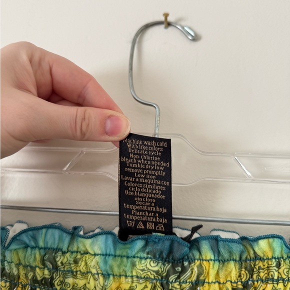 Vintage Y2K Size L Strapless Maxi Dress Rainbow Boho Tye-Dye Paisley Fairy - Picture 3 of 11